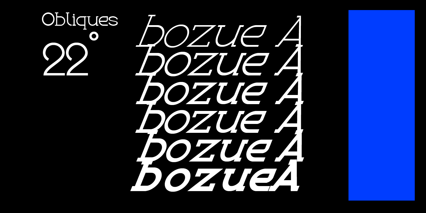 Przykład czcionki Bozue Regular Oblique